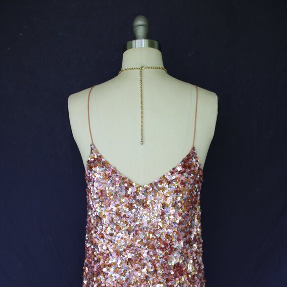 Ashish Rose Sequins slip Mini tunic Dress metallic beaded Blush Pink M - Picture 14 of 15